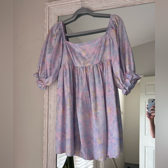 Pastel Women’s Square Neck Puffed Sleeve Mini Dress - Picture 4 of 13